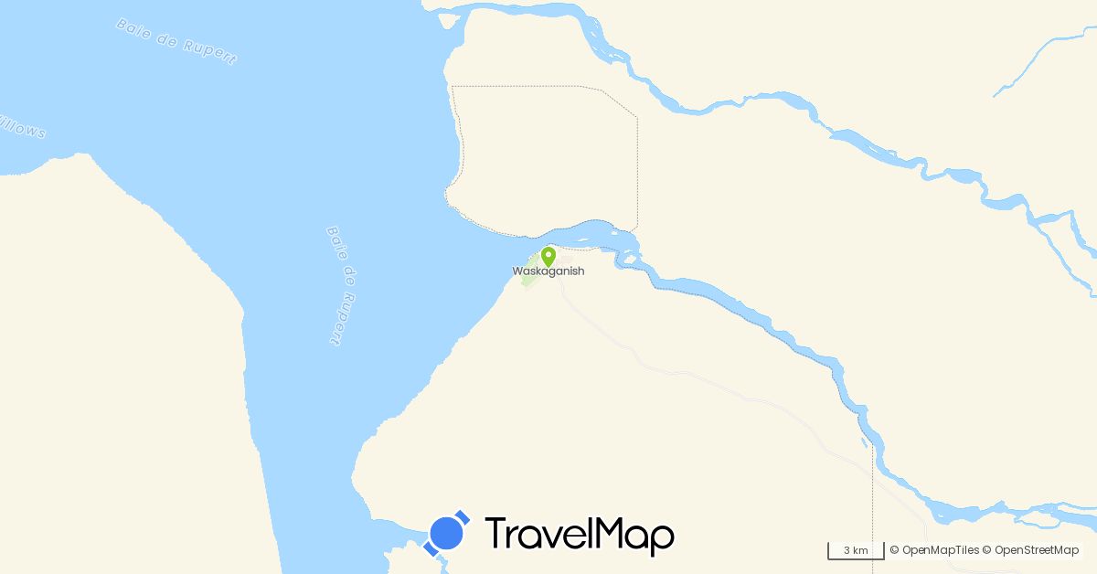 TravelMap itinerary: electric vehicle in Canada (North America)